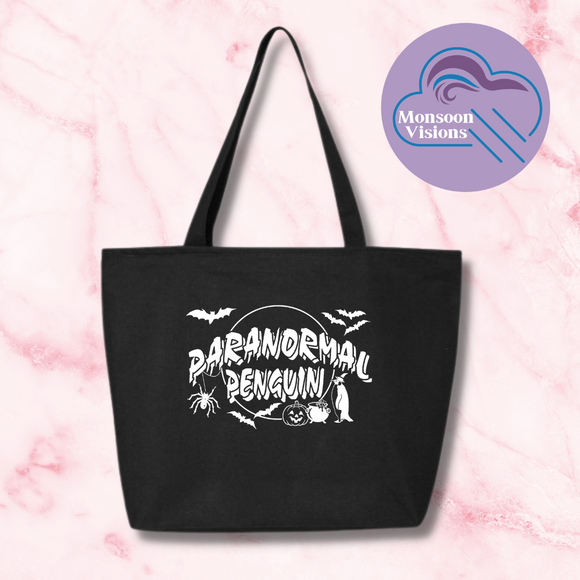 Paranormal Penguin Canvas Tote